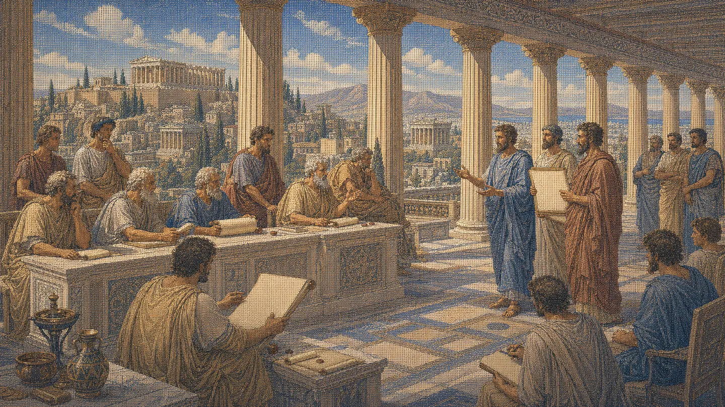 Greek editorial illustration for How to Vet an AI Search Optimization Agency